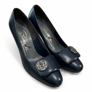 Serenades by Florsheim Women’s Navy Blue Leather Pumps 60s Vintage Heels Size 6